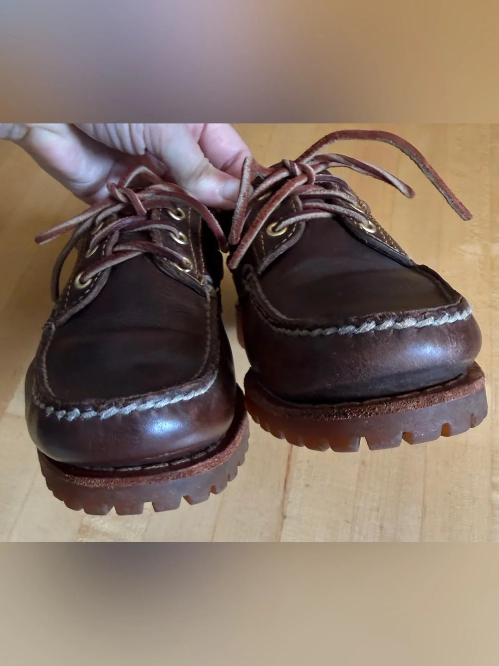 Timberland Men's Authentic 3-Eye Lug Handsewn Leather Boat Shoe Burgundy 7.5 M